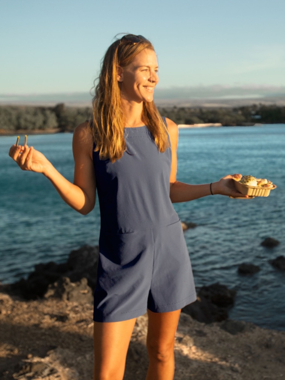Title Nine Cirrus Lasercut Romper Womens Size XS Periwinkle Blue Lightweight